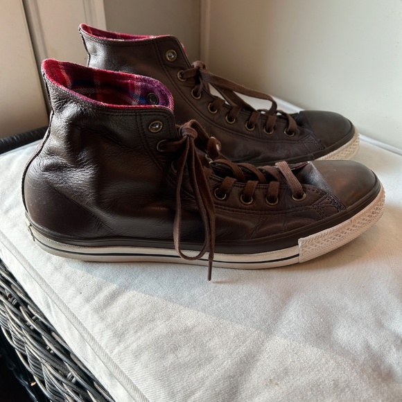 Converse All Star High-Top Leather Sneakers - Brown - Men's 12 - Picture 2 of 5
